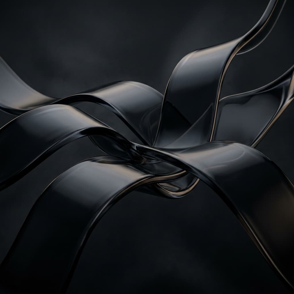 Abstract dark glass ribbons representing communication